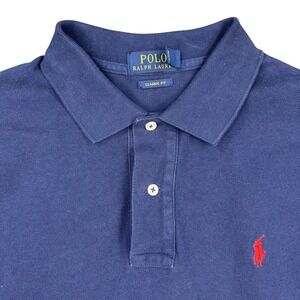POLO Ralph Lauren Polo Shirt Mens XL Navy Blue Classic Fit Red Pony Logo Comfort
